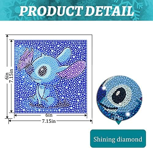 Kits de pintura de diamante eiazuiks para crianças, 4 pacotes 5d DIVERAÇÃO Full Diamond Art Bule Cartoon Dotz para crianças 6-8-10-12 6x6 polegadas