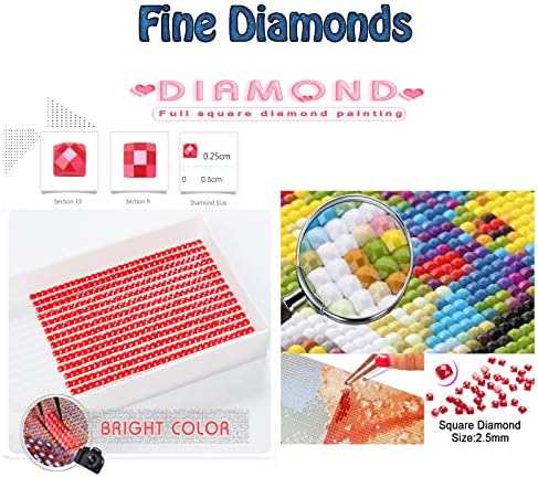 Kits de pintura de diamante para adultos, Iris azul Iris Diamond Art Kids Beginner Diy 5D Paint by números, Diamante de diamante de