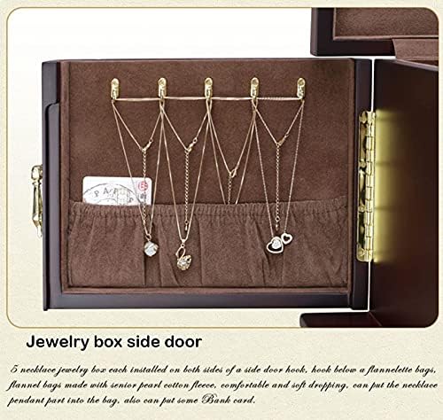 Jóias Jóias Organizador de jóias Large Storage 5 camadas Porta dupla com espelho e trava Organizar jóias de jóias de colar de colar