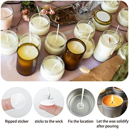 ERICX Light 240 PCs Candle Wick adesivos, cola de resistência ao calor adere firme em cera quente para fabricação de velas