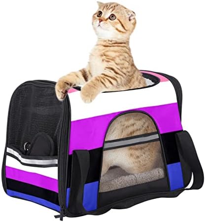 Portador de animais de estimação, Saco de estimação dobrável portátil de conforto macio portátil, padrão de listras coloridas
