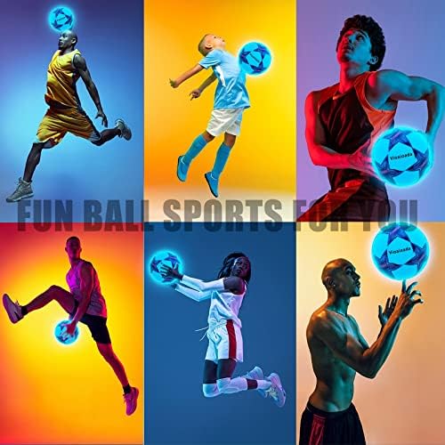 Glow in the Dark Soccer Ball - Absorve a luz e depois luminosos e iluminam bolas de futebol - bomba extra e escolha líquida para homens, mulheres, jovens meninos e meninas