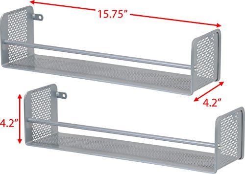 Rack de especiarias montadas na parede simples de utensílios domésticos, prata, conjunto de 2