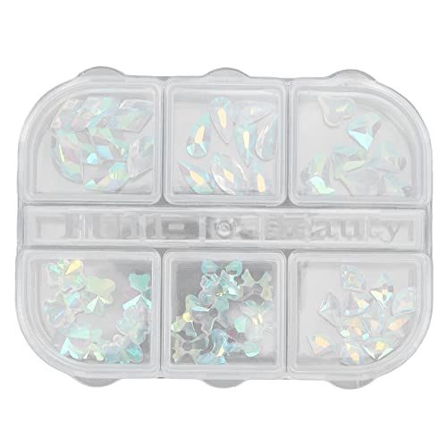 2 Caixas de unhas de unhas stromestons Glitter Decoration Rhinestones Kit com 6 grade caixa de armazenamento Diy unhas arte