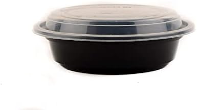 24oz - 25 contagem - Recipientes redondos de preparação para refeições plásticas em microondas com tampas - recipiente de armazenamento