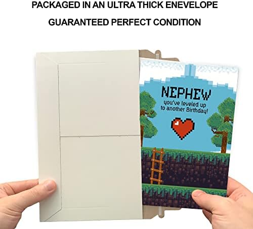 Prime Saudações Cartão de aniversário para o tema do videogame do sobrinho, Made in America, ações de cartão grosso e ecologicamente