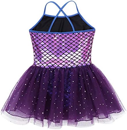 MSEMIS CRILHAS MENINAS MENAIDA PRINCESS TUTU DRESS PEIXAS Escala CRISS Cross Cross Back Leotard Athletic Dancewear