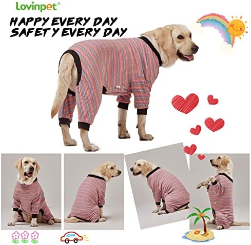Pijamas de cães grandes de Lovinpet, camisa de cachorro multicolor de algodão Big Dog, coletor de cachorro de algodão,