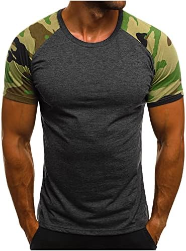 Camiseta de camuflagem masculina Camuflagem curta Camuflagem regular FID EM MILITO MILITY TOP ESTILO DE ESTILO ROUNO DE CHAMADORES