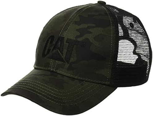 Chapéus de logotipo elevado da Caterpillar Men com a frente bordada e a malha de contraste com fechamento de snapback de