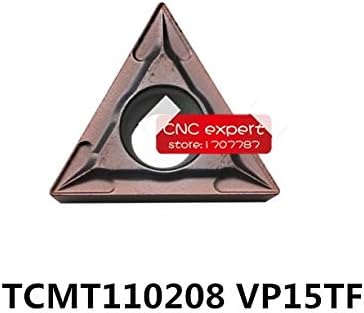 FINCOS 10PCS TCMT110202 VP15TF/TCMT110204 VP15TF/TCMT110208 VP15TF Blade de torneamento, adequado para ferramenta de torno