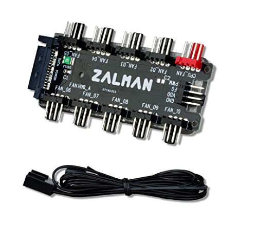 Zalman 10 portas PWM Fan Hub Splitter para fãs de 4 pinos PWM e 3 pinos não-PWM, 12V SATA Connector Powers 10 fãs com