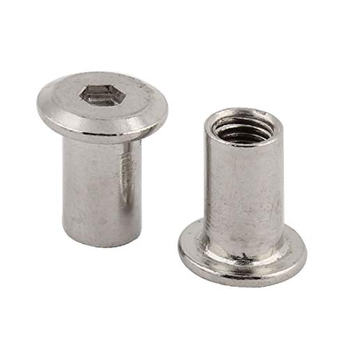 O novo aço inoxidável LON0167 apresentava de cabeça plana e eficácia confiável e de efícios hexagon bert porcas fixadoras de 6 mm diâmetro 15mm de comprimento Tom de prata 10pcs (ID: 39A 0A 37 138