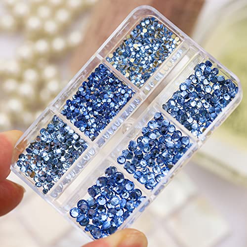 1000pcs de unhas azuis categorias de cristal de cristal lastro de unhas lascas de cristal lascas redondas Diamond Brill Diamo