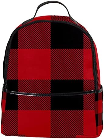 VBFOFBV Backpack de laptop casual leve para homens e mulheres, Padrão vintage xadrez preto vermelho búfalo