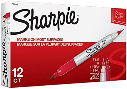 Sharpie Twin Tip marcadores permanentes, finos e ultra finos, preto, 12 contagem