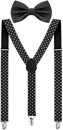 Conjunto de gravata borboleta suspensa Clipe em Y Shape Ajuste ajustável, suspensórios dos anos 80 Suspenders ombro para festa de cosplay de Halloween