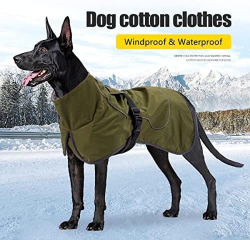 Capa de chuva para cães - Jackets de inverno à prova d'água casaco à prova de vento com veludo casaco de chuva de cão de inverno interno com faixa refletora, verde L