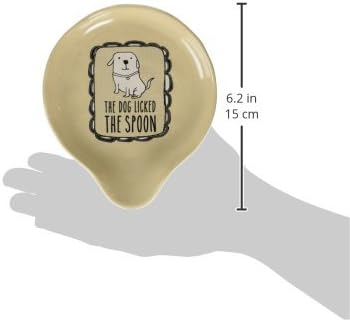 Pavilion Gift Company Is Cats & Dogs- O cachorro lambeu a colher Tan Ceramic Spoon Rest, Small, Beige