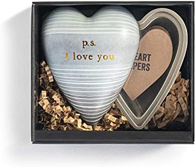 Demdaco P.S. Eu amo sua faixa cinza 3,5 x 3 resina stone art box Heart Keeper