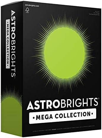 Astrobrights Mega coleção, cartolina colorida, verde brilhante, 320 folhas, 65 lb/176 gsm, 8,5 x 11 - mais folhas!