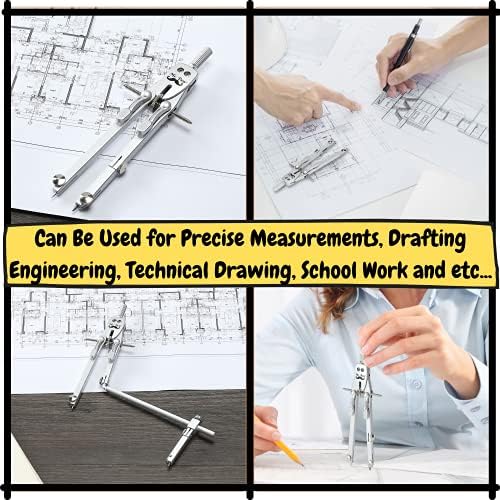 Sr. Pen- Professional Metal Compass com roda, trava e barra de extensão para geometria, desenho, matemática, desenho, bússola