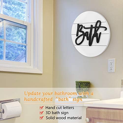 Moderno sinal de banho 3D rústico, sinal de banheiro da Farmhouse da Farmhouse para decoração pendurada na parede, sinal