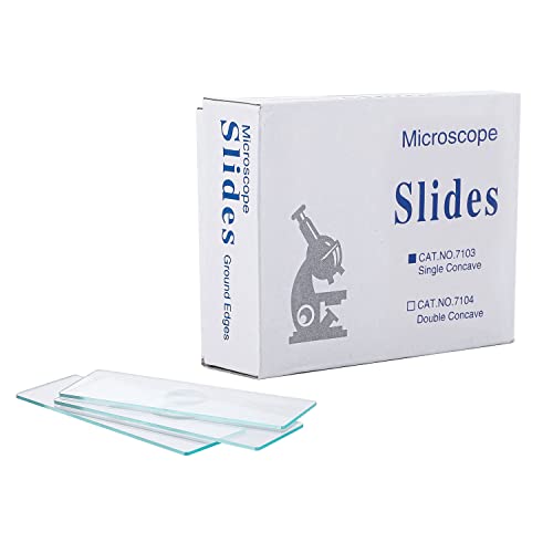 Microscópio desliza côncavo, slide de vidro côncavo de 50pcs com depressão única para amostra molhada, amostra de laboratório Observe, presente para crianças