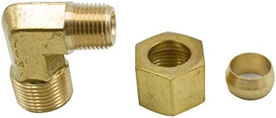 Acessório de compressão de latão Legines, cotovelo masculino de 90 graus, tubo de 5/16 de tubo od x 1/8 NPT, pacote de 2