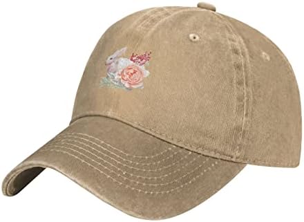 Felicidade Spring Flower Bunny Rabbit Art Cowboy Baseball Papai Hat Vintage Wash UNISSISEX Gym UPF ajustável 50+