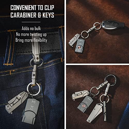 Keyunity KA15 Chave de chave de ponta dupla de ponta, conector de anel de chave, linker de chave rotativa de titânio para carabiner e carrilhão de vento