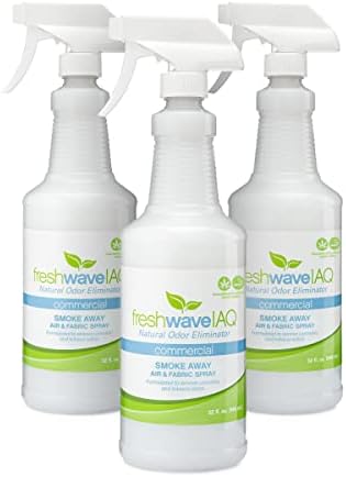 Onda fresca IAQ fumaça comercial fora de ar e spray de tecido, 32 fl. Oz. | Ótimo para odores fortes | Ingredientes naturais mais seguros | Eliminador de odor para áreas comerciais em casa ou grandes