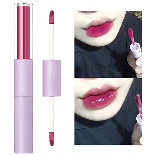 Npkgvia Lip Double Lip Glaze Dois Lipstick de Textura Veludo à prova d'água Non Stick Copo Non Fading Color Clear Autumn e Winter