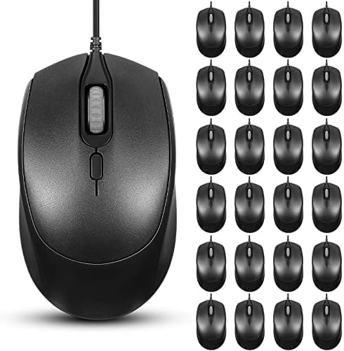 Sherr 24 PCs Pacote de mouse de computador com fio silencioso mouse silencioso USB com fio óptico com 3 camundongos de computador DPI ajustáveis ​​compatíveis com laptop para desktop Escola Office Business Supplies