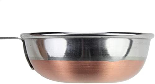 Aquecimento de especiarias de aço inoxidável BELEXY PAN de frigideira de tadka com base de cobre e alça resistente ao calor preto - 11 polegadas