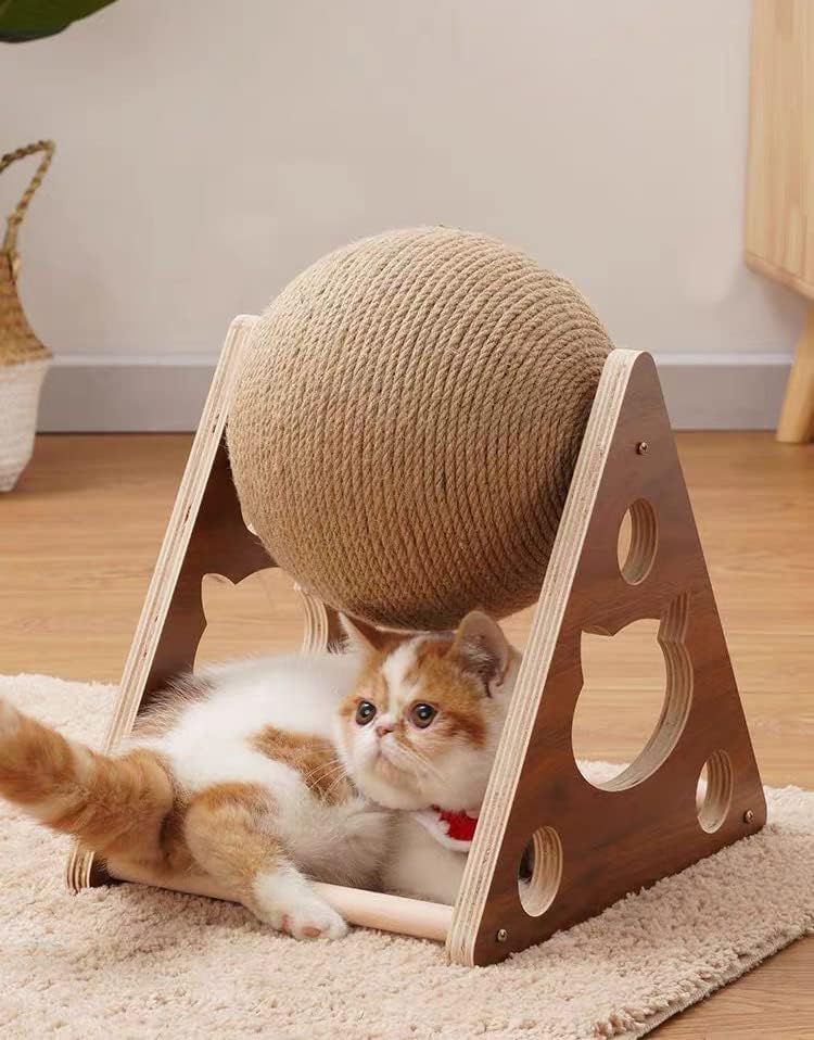 Zhaoxian Cat Scratcher Toy, Bola de arranhão de gato de sisal natural, brinquedo de arranhão de gato com bola, riscando