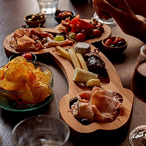 Aperitif Board e talheres para 4, tábua de queijo de madeira sólida e placas de charcutaria, talheres engraçados de queijos personalizados