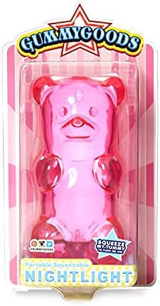 Gummygoods Squeezable Gummy Bear Night Light for Kids Room, bebês, crianças pequenas, viveiro | Timer de sono recarregável,