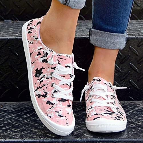 RBCULF Women Sport Shoes casuais Moda Low Top Top Up Flats Sapatos de lona Sapatos leves Sapatos de Avertência de Comfort Soft