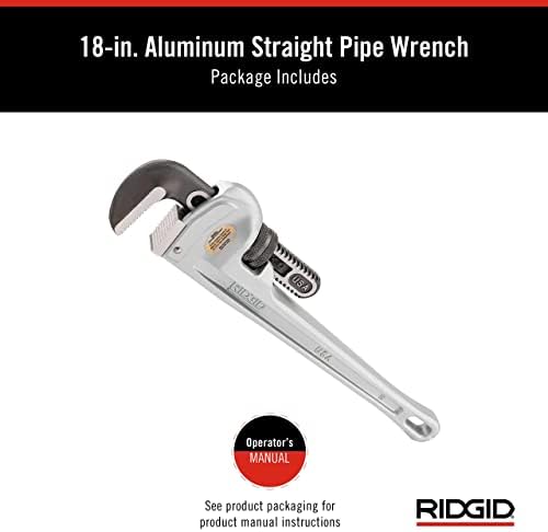 Ridgid 31100 Modelo 818 Chave de tubo reta de alumínio, chave de encanamento de 18 polegadas