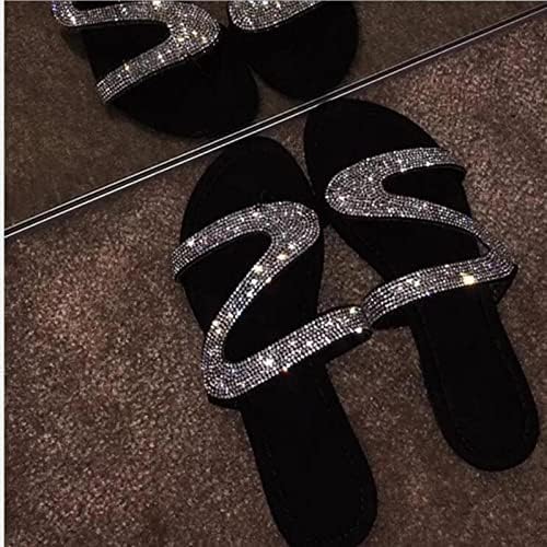 Salpistas de strass femininos Sandálias de correia casual Sandálias Sandálias Sandálias Confortáveis ​​Moda Flip Flip Flip