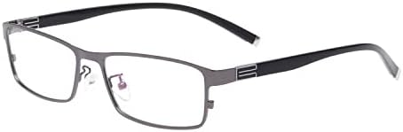 HELES Full Rim Metal + TR Blue Blocking Reading Glasses Lens de visão única leitor anti-reflexão Long Temple-Gunmetal || +4.00