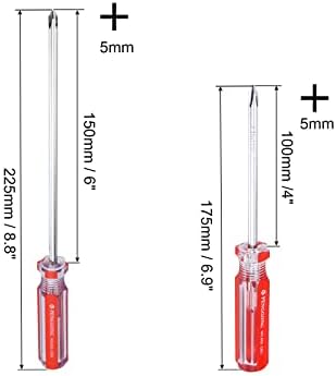 Conjunto de chave de fenda Uxcell Phillips, 1 motor de fenda cruzada magnética, eixo redondo de aço CR-V de 4 e 6