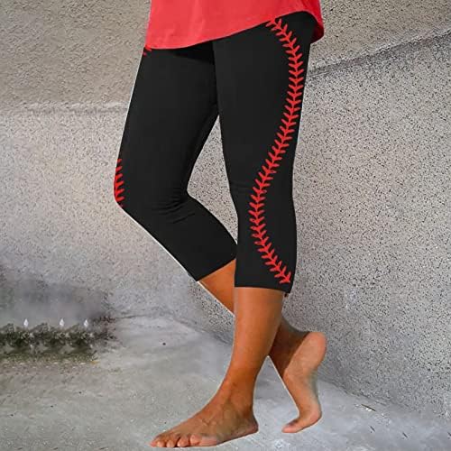 Leggings de ioga de treino de padrões de beisebol para mulheres perneiras de cintura alta