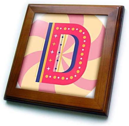 Imagem colorida de 3drose da letra D - ladrilhos emoldurados