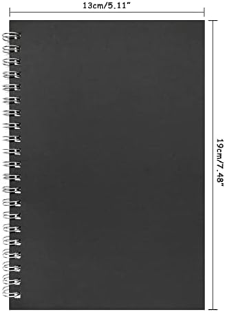 Caderno em espiral de capa preto e preto Ykimok, notebooks governou, Wirebound Memo Notepads Diary Notebook Planner com papel sem forro,