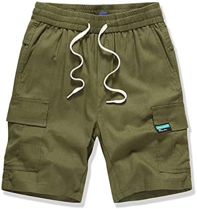 Homens shorts linho de linho de vários bolsos de carga 2023 molhos de verão grandes de verão