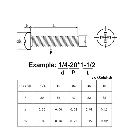 Wafjamf 8-32 x 7/8 parafusos de máquina de aço inoxidável 8-32 botão/puxar parafusos parafusos parafusos parafusos parafusos