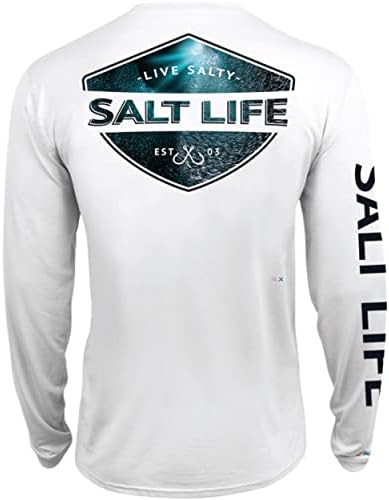 Salt Life Men's Deep Sea Light Leva Longa Camisa de Performance