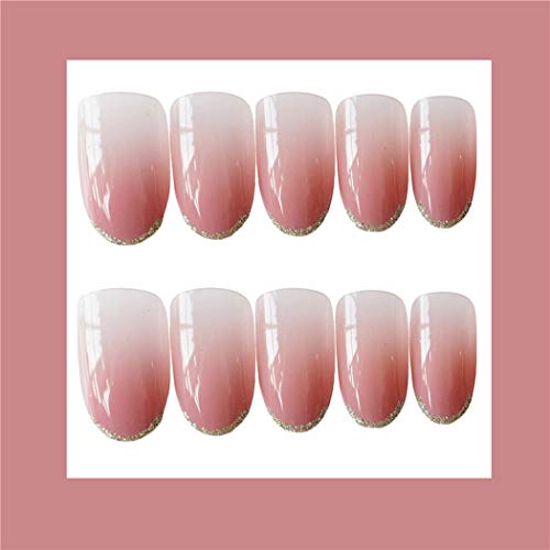 CANB Fake Nails Pressione curta na unha rosa Falso prego capa completa acrílico unhas clipe brilhante em unhas 24pcs para mulheres e meninas
